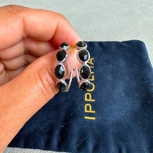 Ippolita sterling silver Rock candy hoop earrings with onyx stones